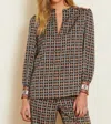 Caballero Jeune Patterned Long Sleeve Top In Multi In Multi