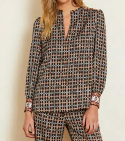 Caballero Jeune Patterned Long Sleeve Top In Multi
