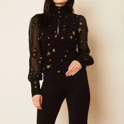 Caballero Joella Starry Night Jacquard Top In Black