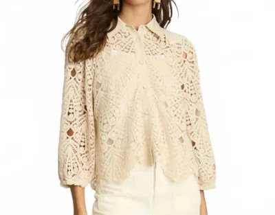 Caballero Juliette Button-front Blouse In Natural Lace In Neutral