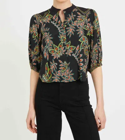 Caballero Juliette Short-sleeve Top In Paisley Forest In Black