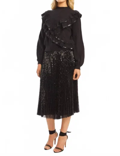 Caballero Kailey Sequin Midi Skirt In Black Sequin