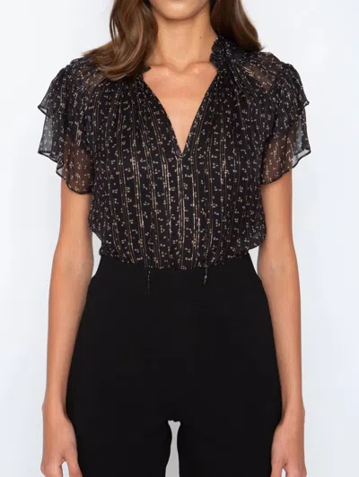 Caballero Kelsie Top In Speckled Squares In Black