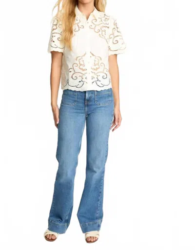 Caballero Kenzie Button Front Top In Cloud Cream In Neutral