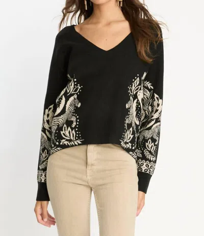 Caballero Krista Sweater In Zebra Fern In Black