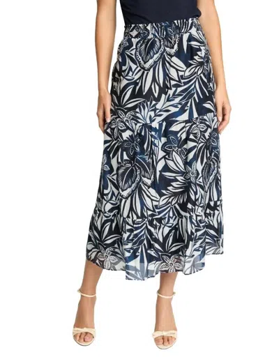 Caballero Laney Skirt In Woodblock Palm In Blue
