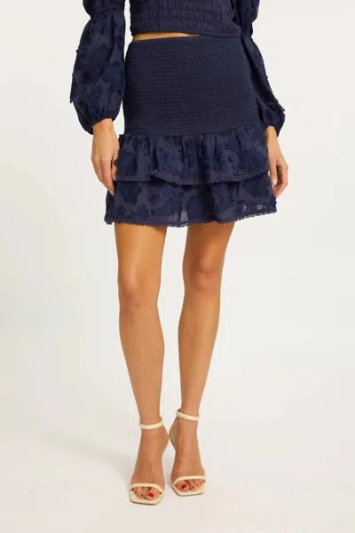 CABALLERO LEAH SMOCKED MINI SKIRT IN PEACOAT NAVY