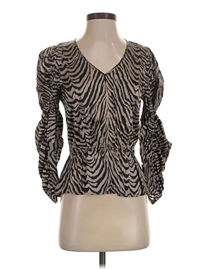 Pre-owned Caballero Long Sleeve Blouse In Brown