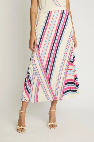 Caballero Lucille Pleated Maxi Skirt In Nova Stripe In Multi