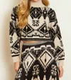 Caballero Maeva Turtleneck Sweater In Ikat Tapestry In Gold