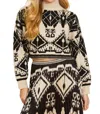 Caballero Maeva Turtleneck Sweater In Ikat Tapestry In Gold