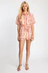 Caballero Marilyn Button Front Romper In Heritage Floral In Multi