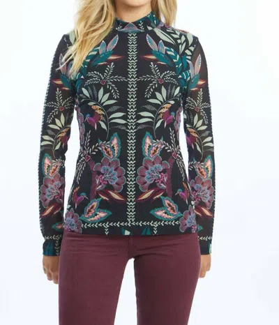 Caballero Marta Mesh Top In Dusk Primrose In Black