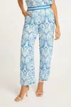 Caballero Max Wide Leg Pant In Porcelain Deco In Blue