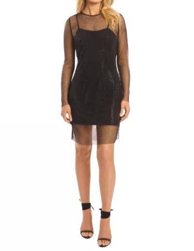 Caballero Mercer Dress In Black Beaded Mesh