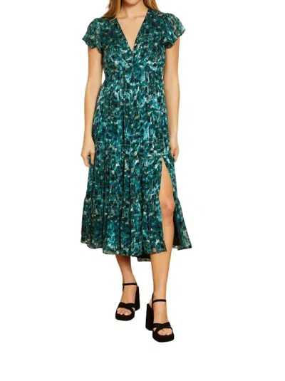 Caballero Mia Dress In Emerald Burnout In Multi