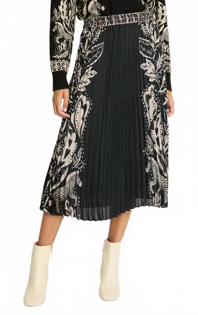 Caballero Mia Midi Skirt In Zebra Fern In Black