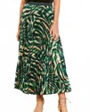 Caballero Mia Midi Skirt In Rhythmic Zebra In Green