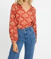 Caballero Miki Long Sleeve Top In Ginko Breeze Rust In Multi