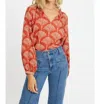 Caballero Miki Long Sleeve Top In Ginko Breeze Rust In Red