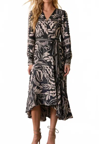 Caballero Moon Maxi Reversible Dress In Zebra Fern In Black