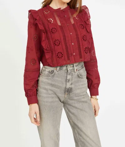 Caballero Nelly Long Sleeve Top In Cabernet In Red