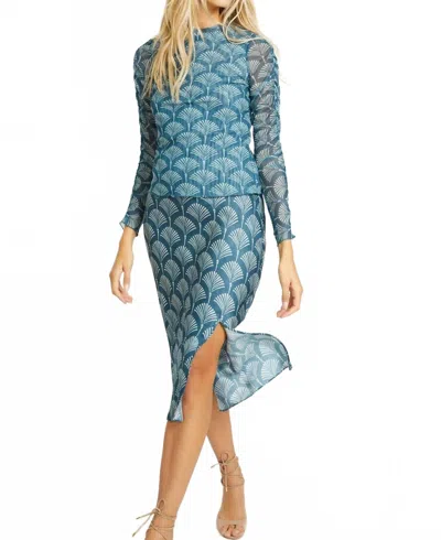 Caballero Nessa Ruched Sleeve Top In Teal Ginko Breeze In Blue