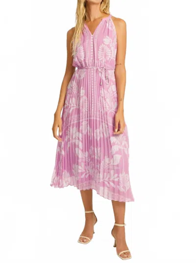 Caballero Nouvel Midi Dress In Palm Serenade In Pink