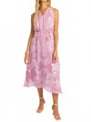 Caballero Nouvel Midi Dress In Palm Serenade In Pink