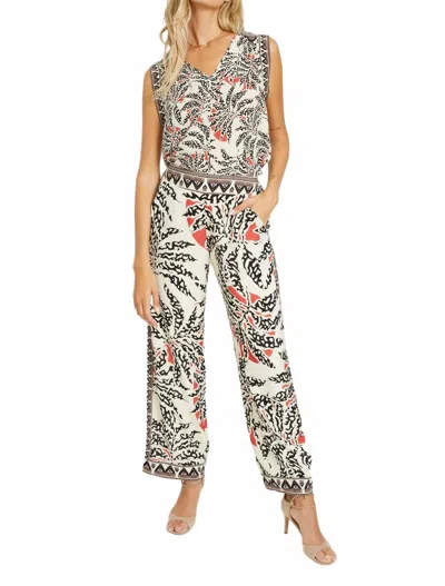 Caballero Odette V-neck Top In Camo Canopy In Neutral