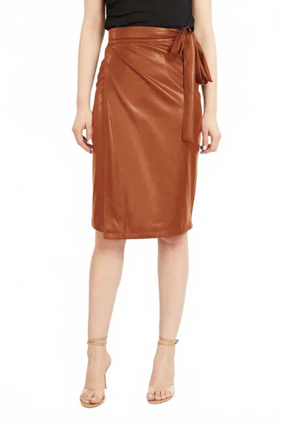 Caballero Peyton Vegan Leather Skirt In Brown