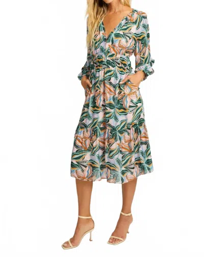 Caballero Quinn Midi Dress In Sea Leaves In Green