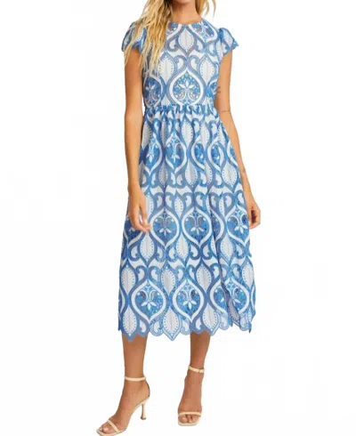 Caballero Raquel White French Blue Lace Dress