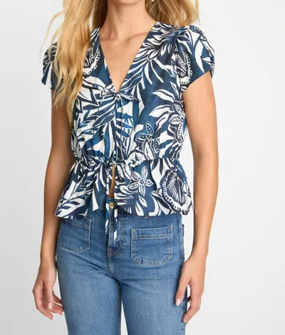 Caballero Rhea Top In Woodblock Palm In Transparent