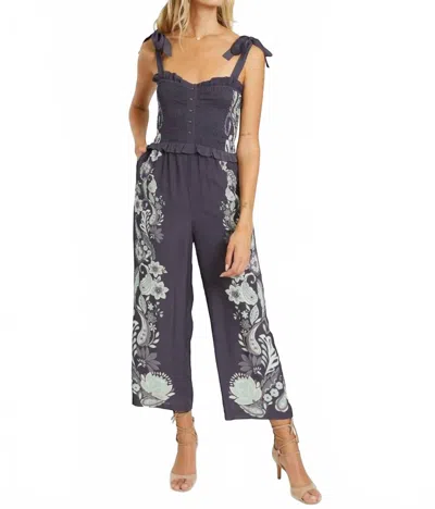 Caballero Rose Paisley Jumpsuit In Protea Paisley Graphite In Blue