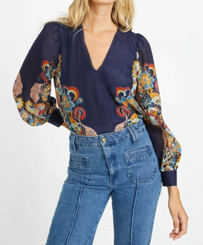 Caballero Ruby Long Sleeve Top In Cosmic Cheetah In Multi
