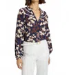 Caballero Solange Long Sleeve Top In Ginko Block Print In Multi