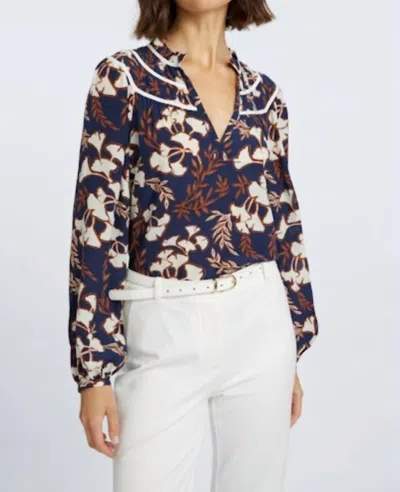 Caballero Solange Top In Ginko Block In Blue