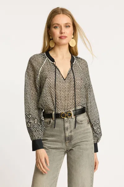 Caballero Sophie Top In Indigo Dot In Gray