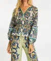Caballero Tarot Top In Wildcat Tapestry In Green