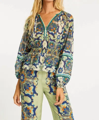 Caballero Tarot Top In Wildcat Tapestry In Green