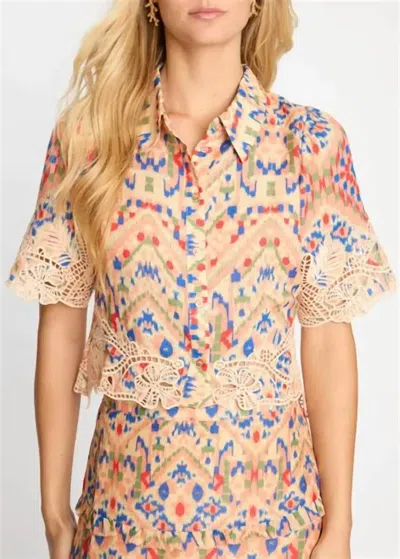 Caballero Tay Crop Top In Sunset Ikat In Neutral