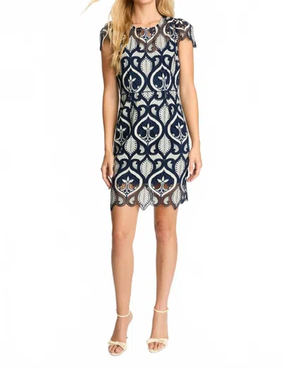 Caballero Vanna Dress In Navy And Cream Lace In Multi