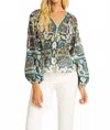 Caballero Women's Tarot Wildcat Tapestry Top In Green In Multi