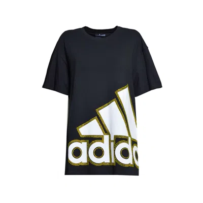 Caban Romantic X Adidas Black Cotton T-shirt Swarovski Applications