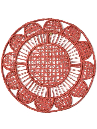Cabana Anthea Woven Rattan Placemat In Red