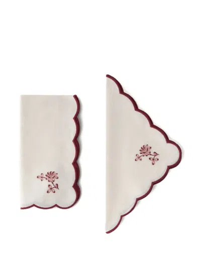 Cabana Botanica Embroidered Linen Napkin In White