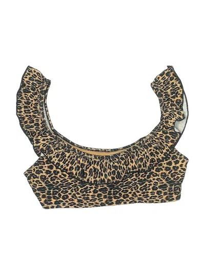 Pre-owned Cabana Del Sol Swimsuit Top Brown Animal Print Pattern Swimwear