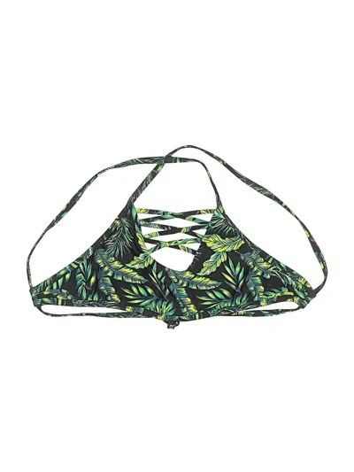 Pre-owned Cabana Del Sol Swimsuit Top Green Tropical Pattern Swimwear