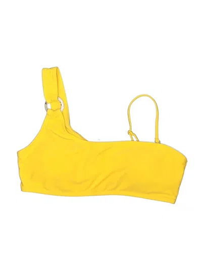 Pre-owned Cabana Del Sol Swimsuit Top Yellow Solid Pattern Swimwear